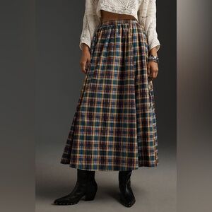 Maeve Poplin Printed Midi Skirt XL